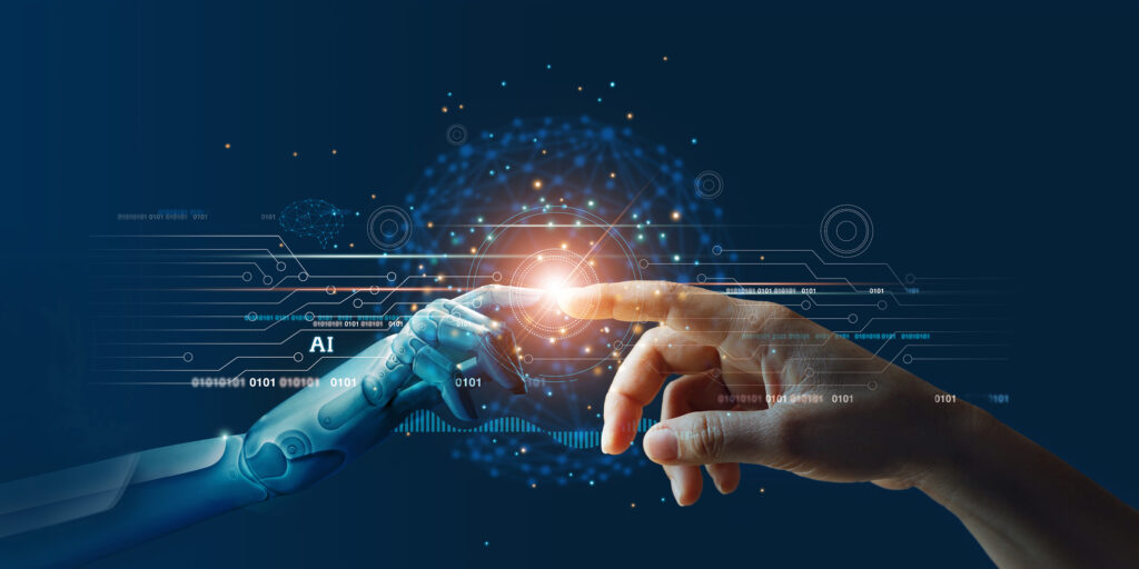 image of AI hand and human hand