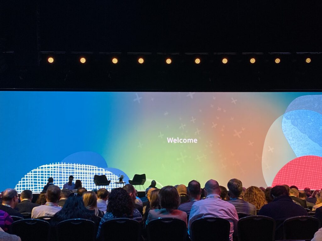 the stage at Oracle CloudWorld Tour conference in London