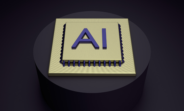 The letters 'AI' are imprinted on a gold plaque on top of a black circle | SAP Aleph