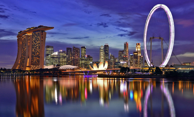 Landscape view of high rise buildings with a sunset background | RISE with SAP